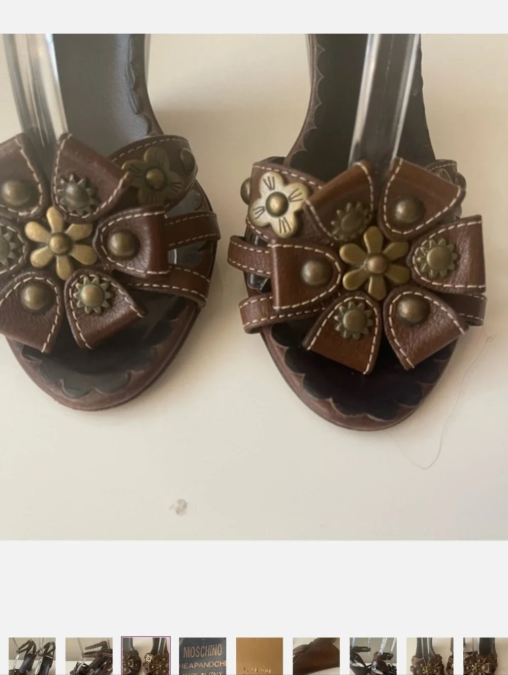 MOSCHINO wedge heel sandals brown